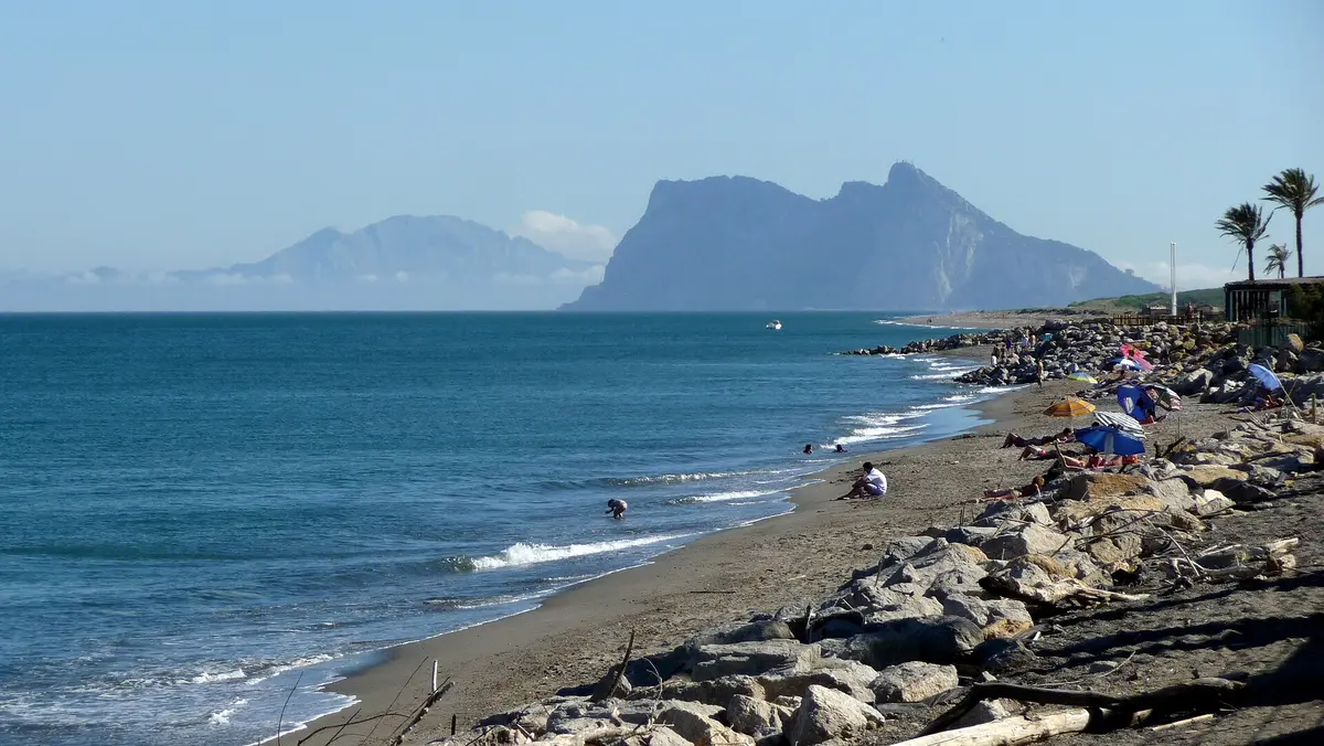 Sotogrande beach with Gibraltar in the distance